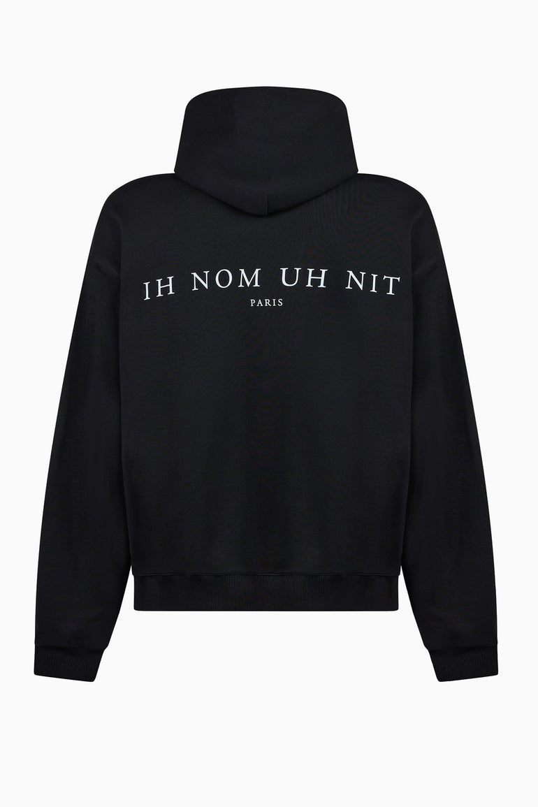 IH NOM UH NIT FW26 black cotton Mask Jewelry hoodie with IH NOM UH NIT PARIS logo print, back view
