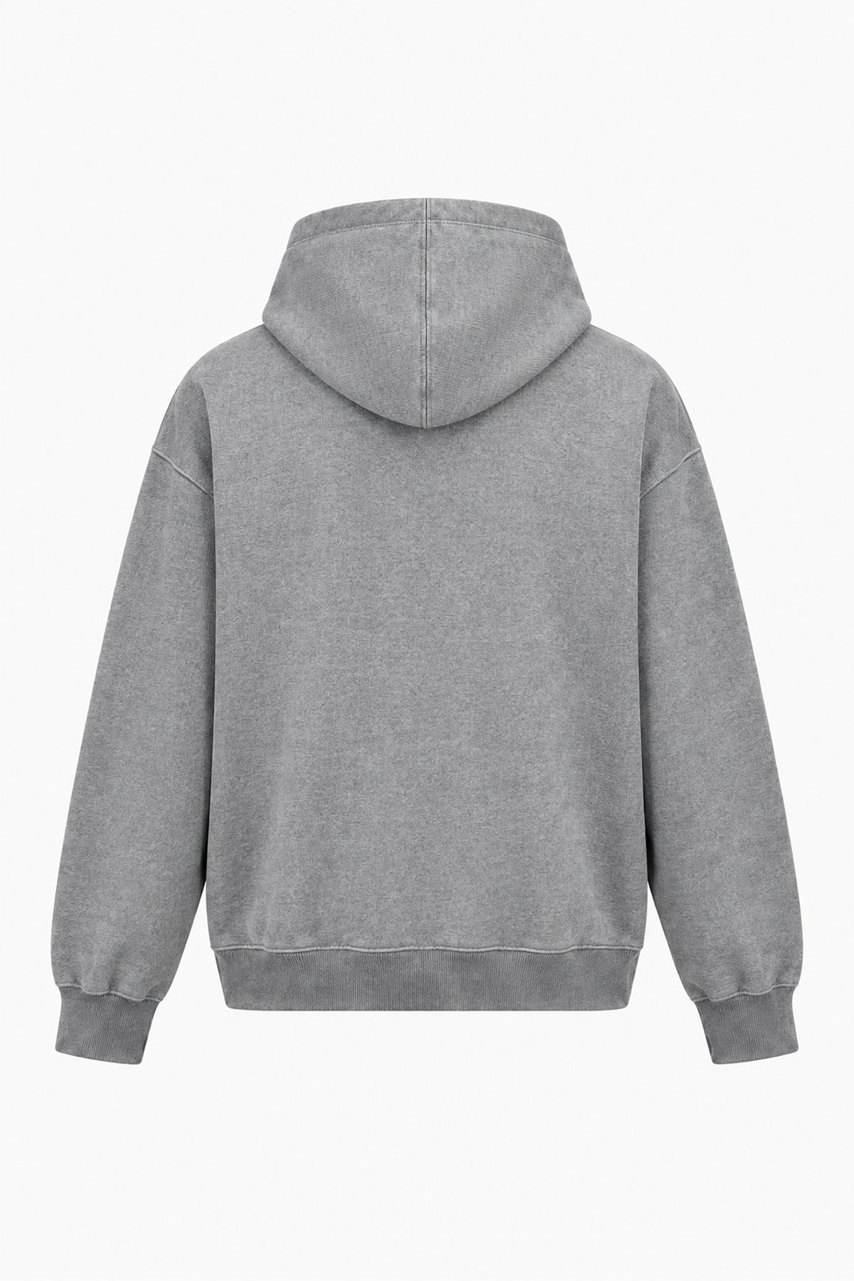 IH NOM UH NIT FW26 grey oversized hoodie with tonal number 5, logo lettering and patch details, front view