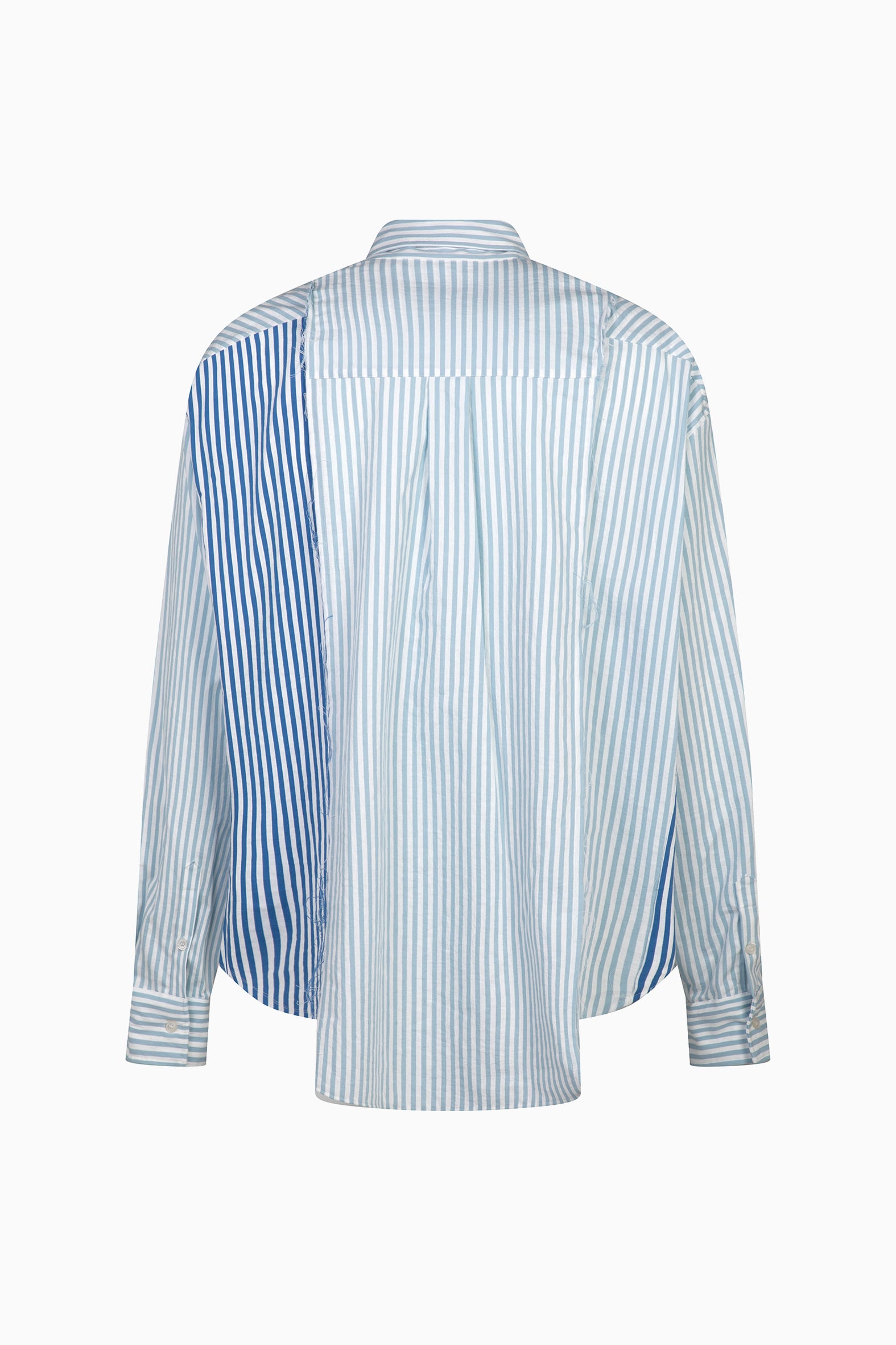 IH NOM UH NIT striped patchwork shirt with asymmetric panel construction on the back
