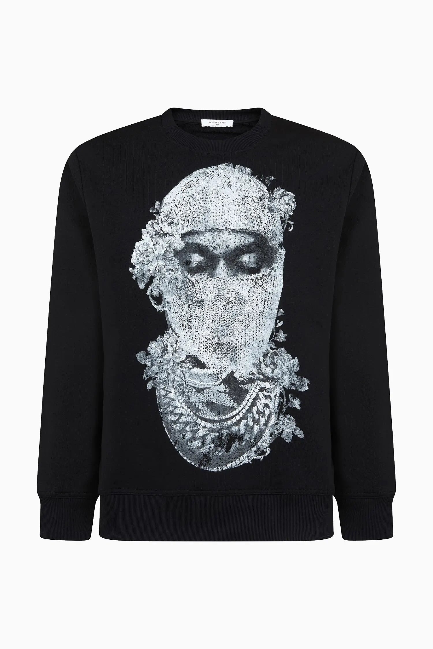 CREWNECK WITH MASK AND ROSES Ih Nom Uh Nit IH NOM UH NIT sweater.