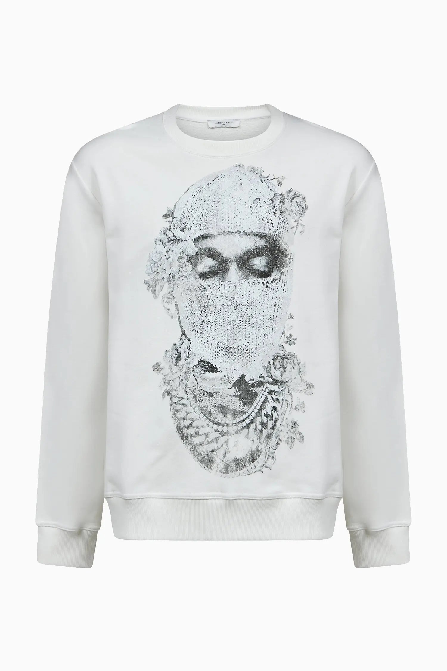 CREWNECK WITH MASK AND ROSES Ih Nom Uh Nit IH NOM UH NIT sweater.