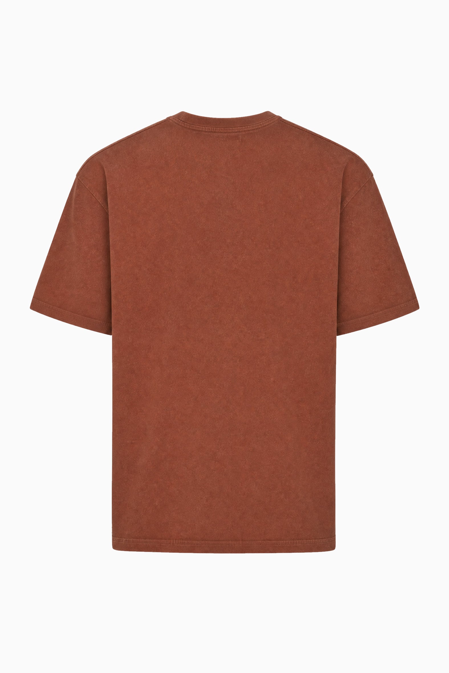 IH NOM UH NIT brown cotton T-shirt featuring the Family Print artwork with a Dobermann and editorial fashion portrait