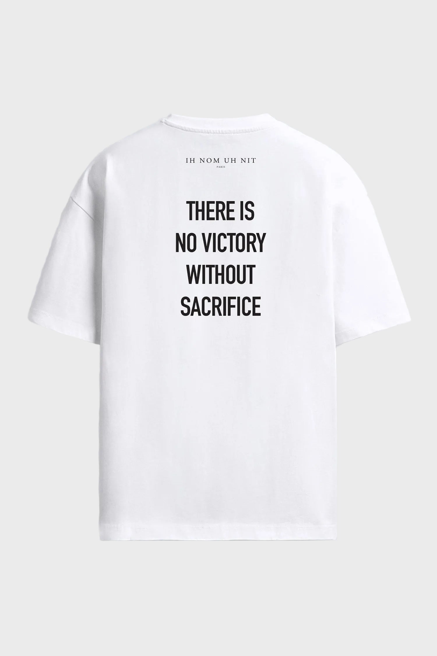 IH NOM UH NIT oversized white O Rei mask T-shirt featuring Brazil-inspired graphic artwork and statement back print.