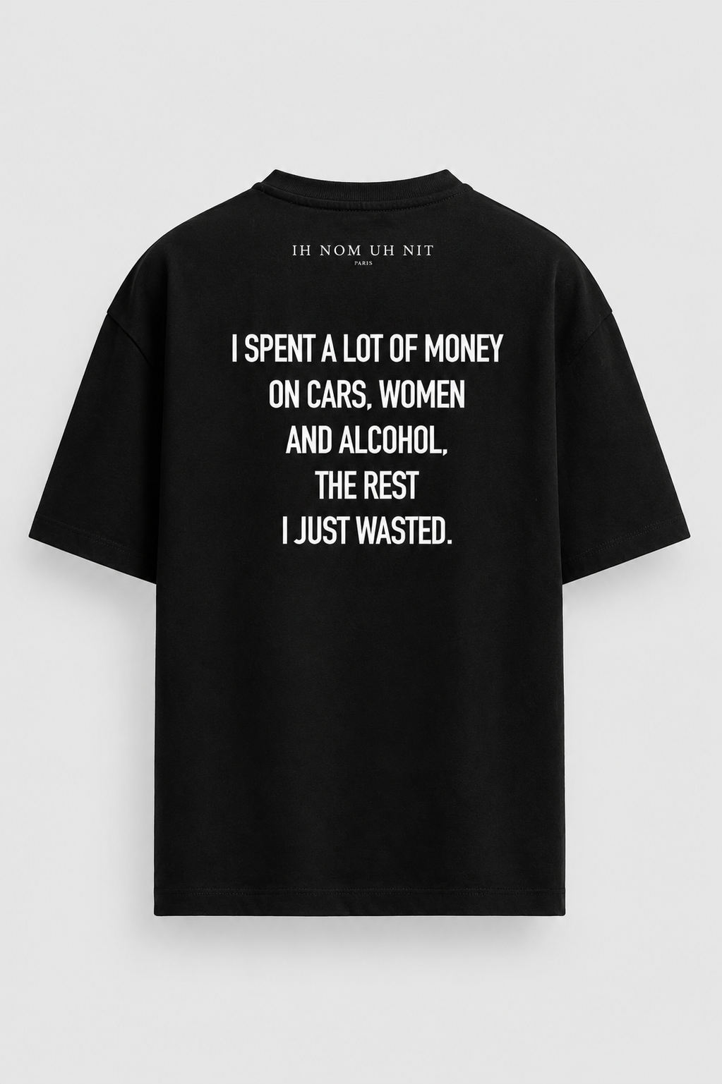 IH NOM UH NIT oversized white The Genius mask T-shirt featuring heritage-inspired football graphics and statement back print.
