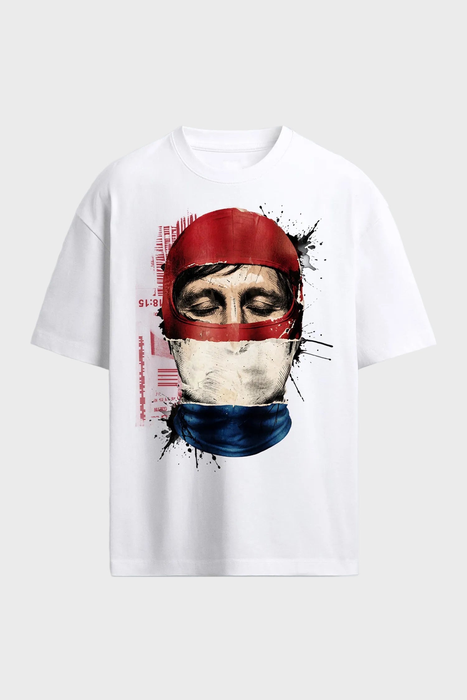 IH NOM UH NIT oversized white The Prophet mask T-shirt featuring heritage-inspired football graphics and statement back print.